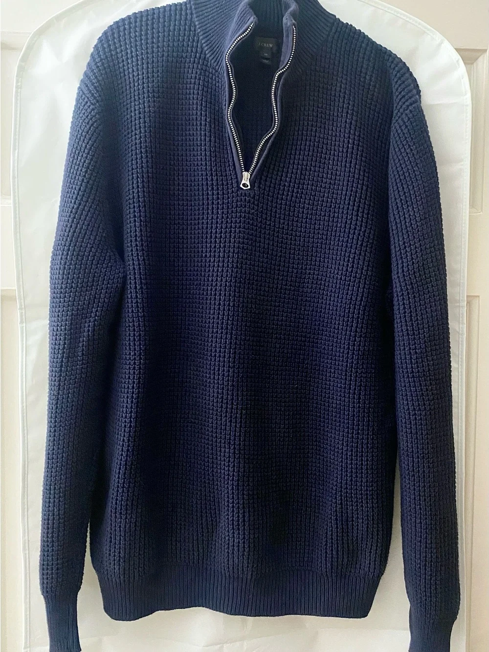 J. Crew men’s rugged cotton 1/4-zip sweater deep indigo MED H2713